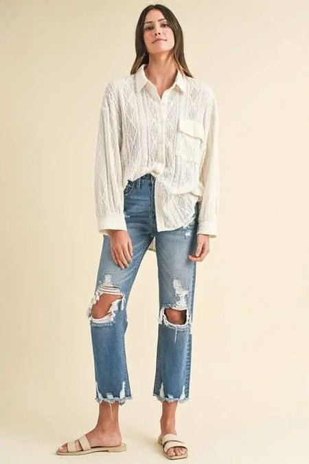 Annie Wear Distressed Raw Hem Cropped Jeans - Sleekdenim.com