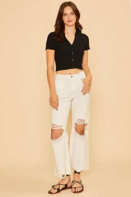 Annie Wear Distressed Raw Hem Jeans - Sleekdenim.com