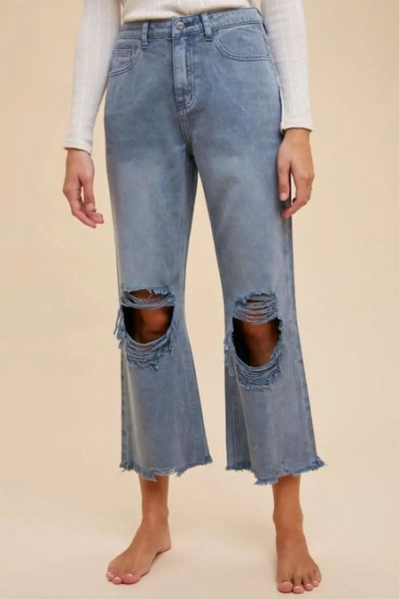 Annie Wear Distressed Raw Hem Jeans - Sleekdenim.com