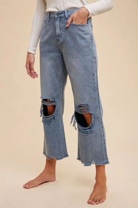 Annie Wear Distressed Raw Hem Jeans - Sleekdenim.com