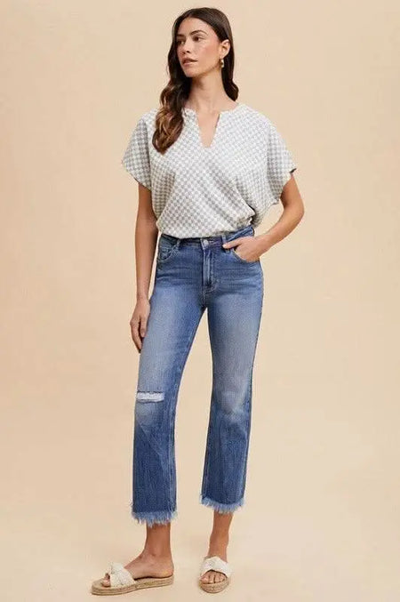 Annie Wear Distressed Raw Hem Straight Leg Cropped Jeans - Sleekdenim.com