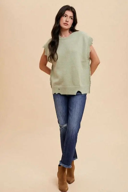 Annie Wear Distressed Raw Hem Straight Leg Cropped Jeans - Sleekdenim.com