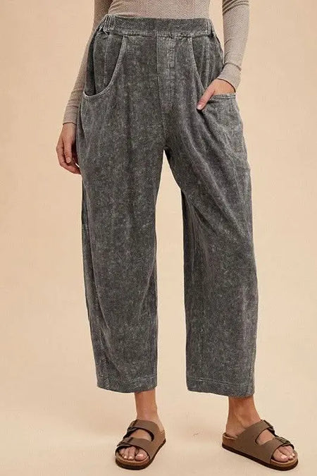 Annie Wear Mineral Washed Elastic Waist Pants - Sleekdenim.com