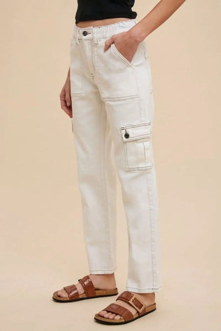 Annie Wear Straight Leg Jeans with Cargo Pockets - Sleekdenim.com