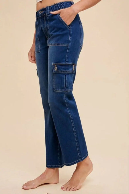 Annie Wear Straight Leg Jeans with Cargo Pockets - Sleekdenim.com