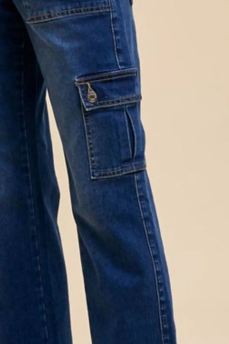 Annie Wear Straight Leg Jeans with Cargo Pockets - Sleekdenim.com