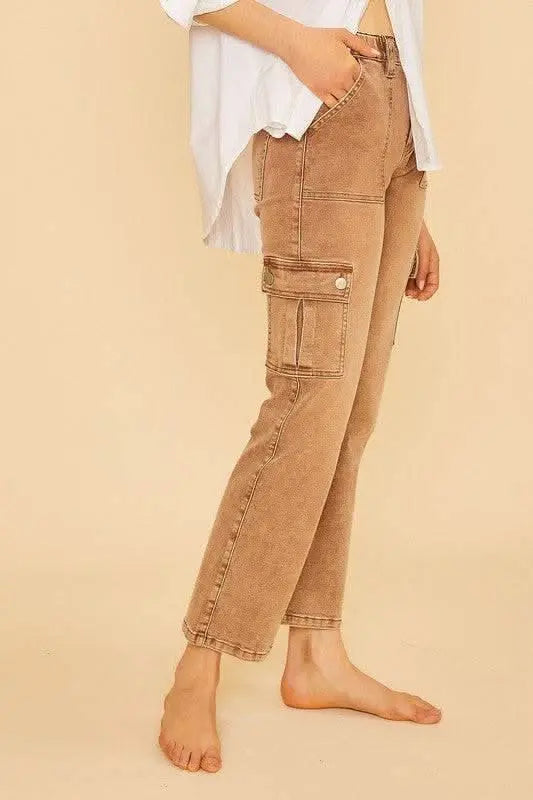 Annie Wear Straight Leg Jeans with Cargo Pockets - Sleekdenim.com