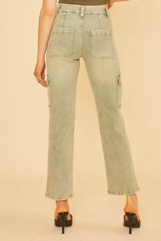 Annie Wear Straight Leg Jeans with Cargo Pockets - Sleekdenim.com