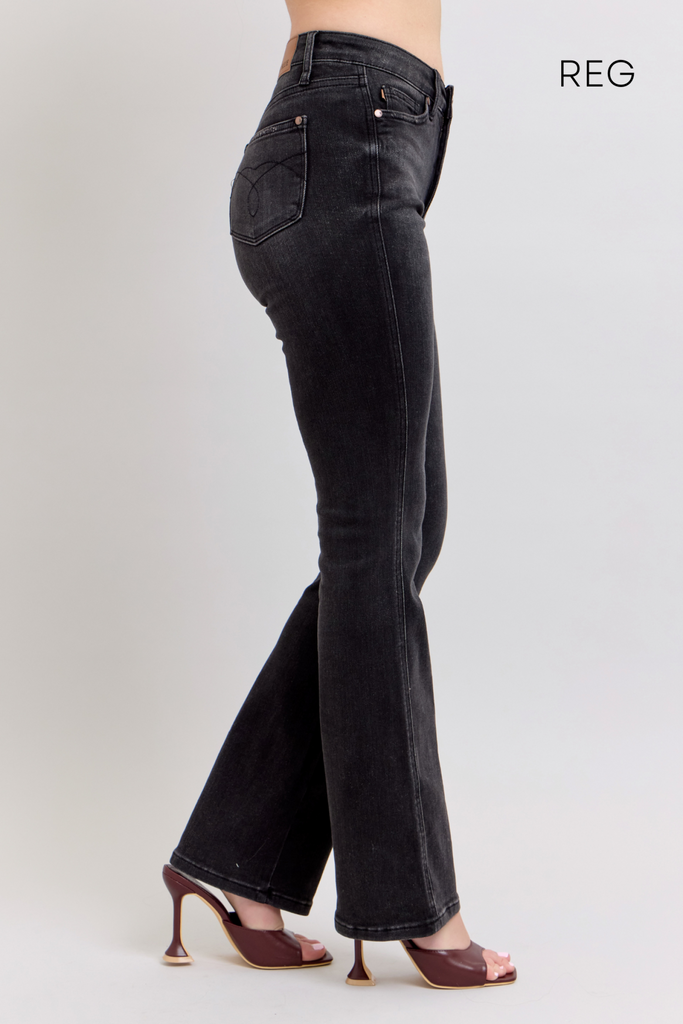 Judy Blue High Waist Tummy Control Black Bootcut Denim Jeans 88787 – Sleekdenim.com.