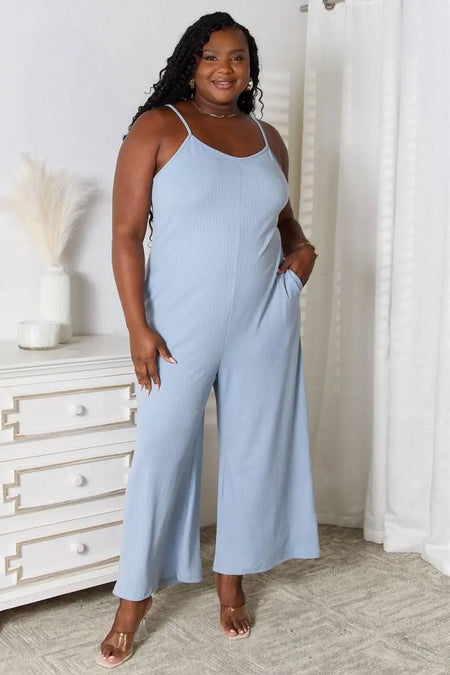 Basic Bae Full Size Spaghetti Strap V - Neck Jumpsuit - Sleekdenim.com