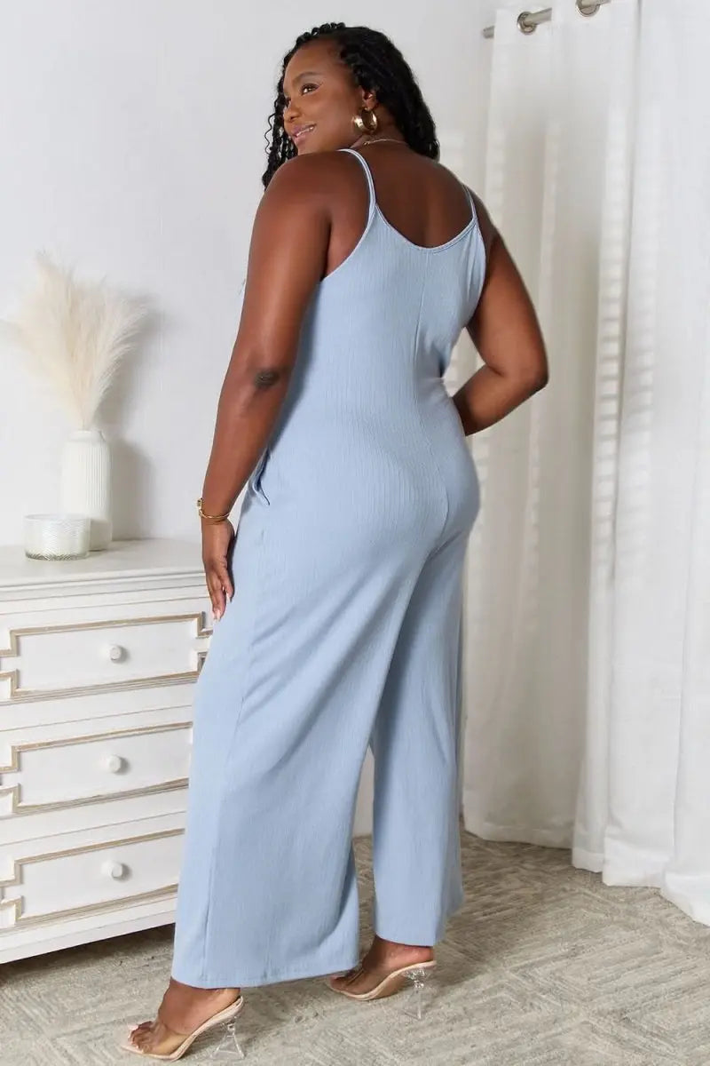 Basic Bae Full Size Spaghetti Strap V - Neck Jumpsuit - Sleekdenim.com