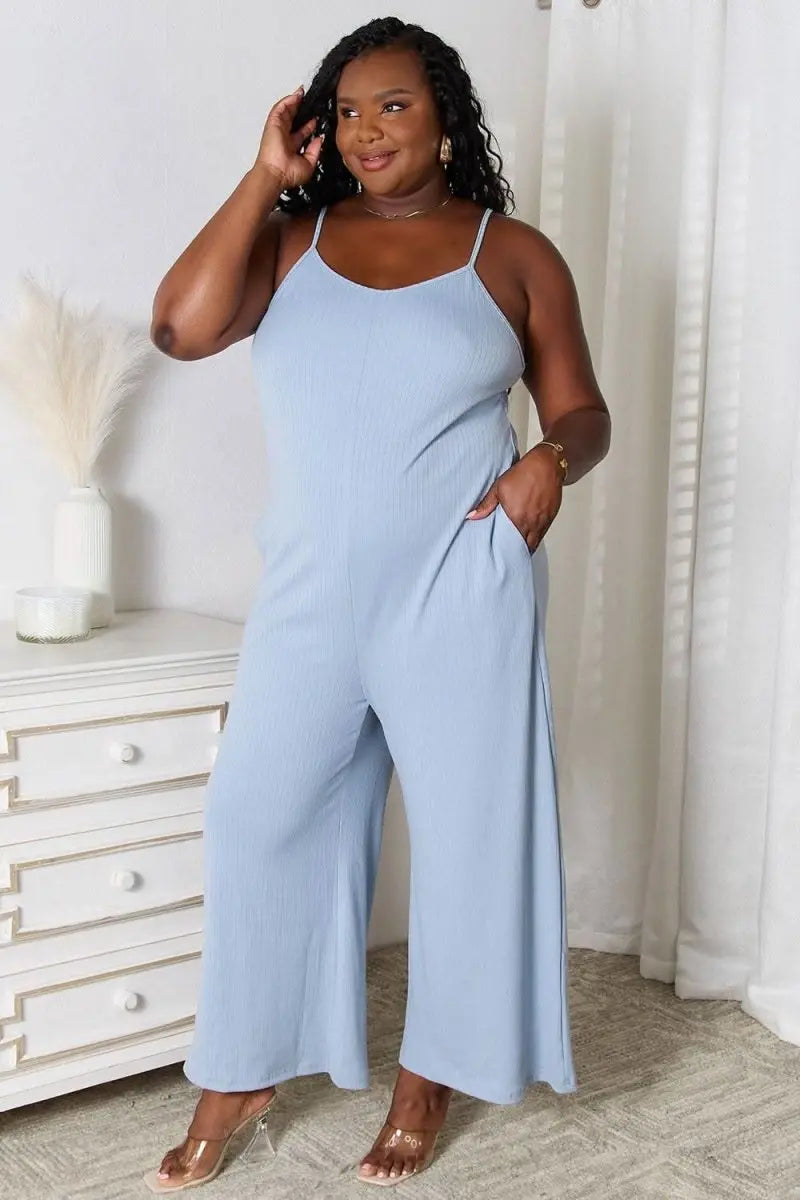 Basic Bae Full Size Spaghetti Strap V - Neck Jumpsuit - Sleekdenim.com