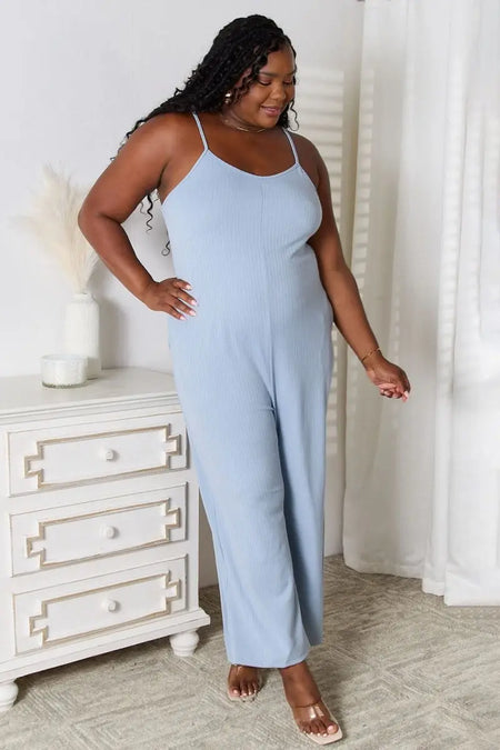 Basic Bae Full Size Spaghetti Strap V - Neck Jumpsuit - Sleekdenim.com