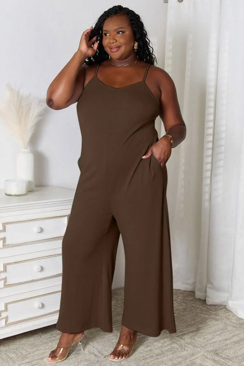 Basic Bae Full Size Spaghetti Strap V - Neck Jumpsuit - Sleekdenim.com