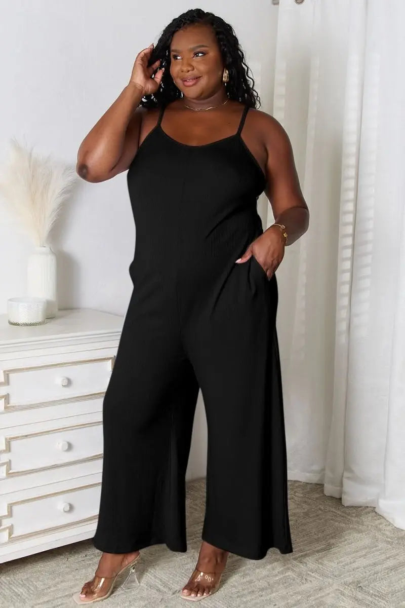 Basic Bae Full Size Spaghetti Strap V - Neck Jumpsuit - Sleekdenim.com