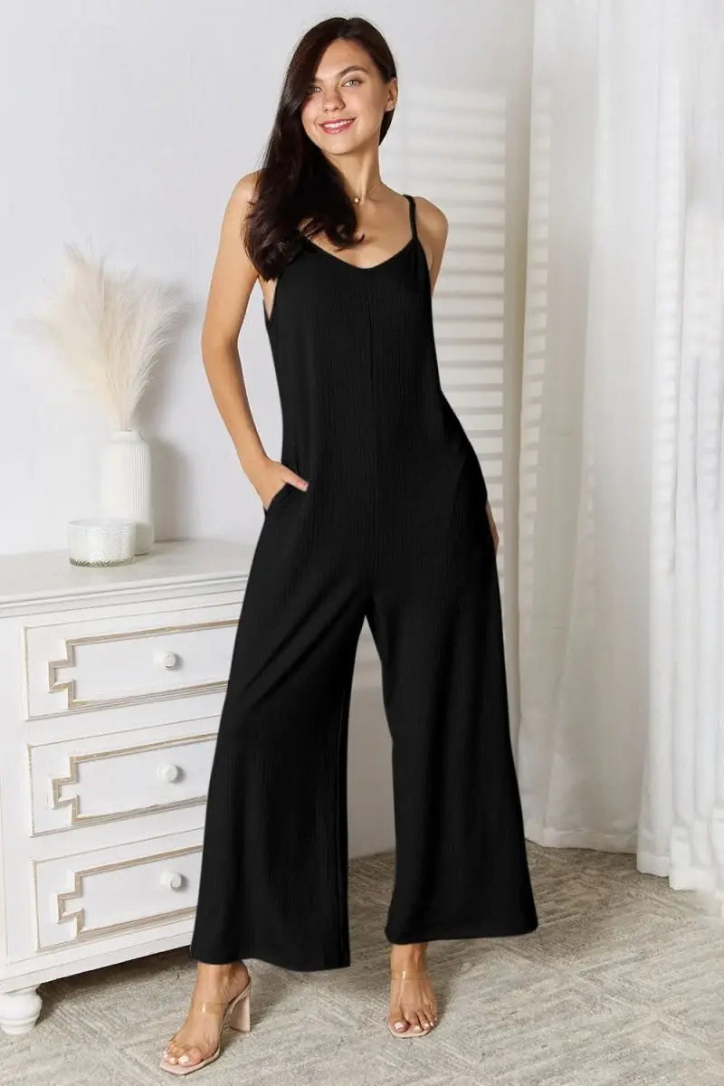 Basic Bae Full Size Spaghetti Strap V - Neck Jumpsuit - Sleekdenim.com