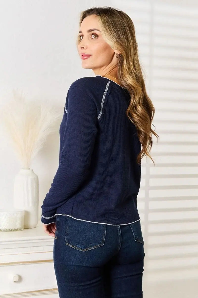 Basic Bae Long Raglan Sleeve Round Neck Top - Sleekdenim.com