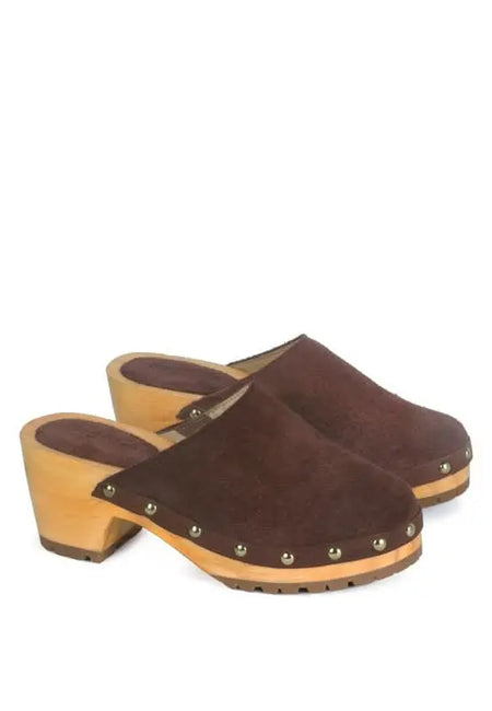 CEDRUS FINE SUEDE STUDDED CLOG MULES - Sleekdenim.com