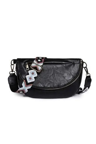 Callie Fold Over Leather Crossbody Sling Bag - Sleekdenim.com