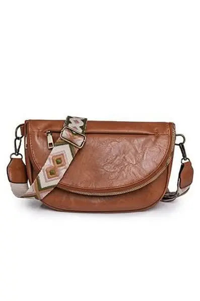 Callie Fold Over Leather Crossbody Sling Bag - Sleekdenim.com