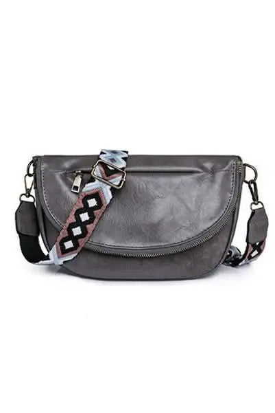 Callie Fold Over Leather Crossbody Sling Bag - Sleekdenim.com