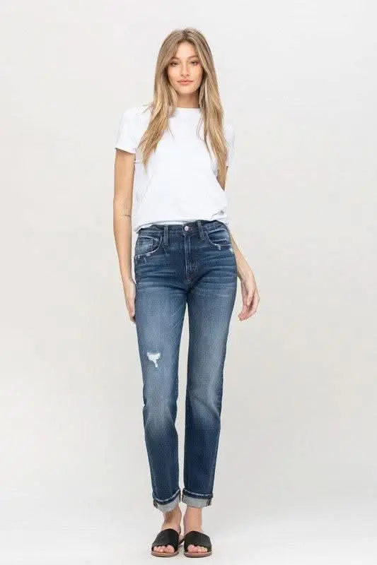 Cuffed Stretch Boyfriend - Sleekdenim.com