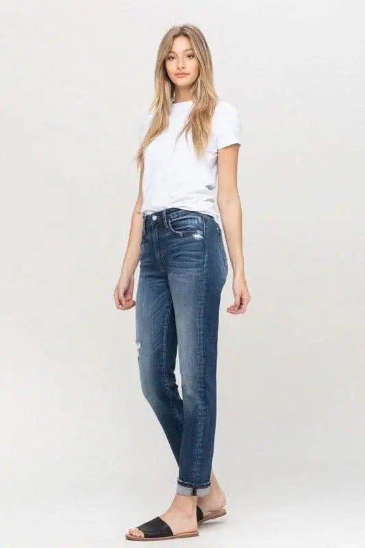 Cuffed Stretch Boyfriend - Sleekdenim.com