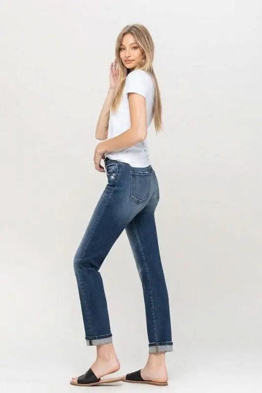 Cuffed Stretch Boyfriend - Sleekdenim.com