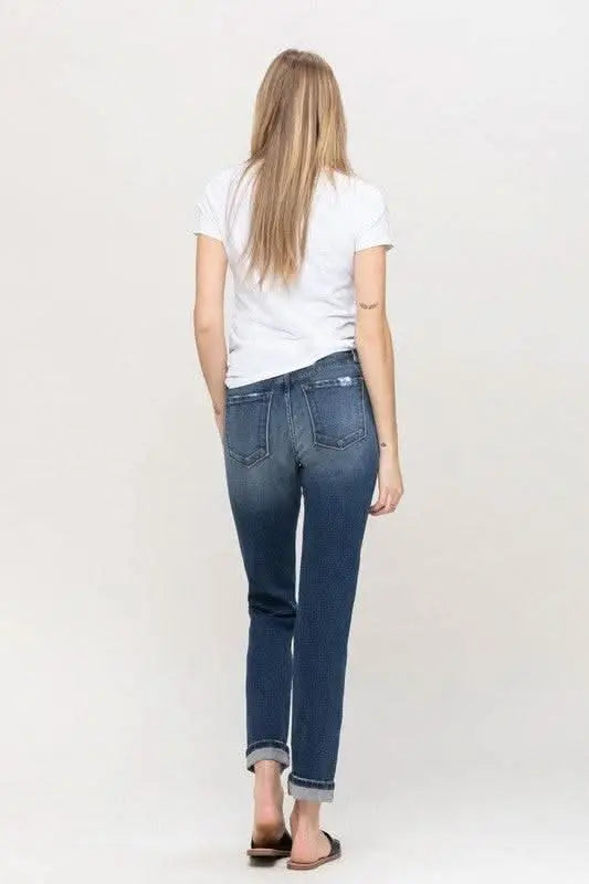 Cuffed Stretch Boyfriend - Sleekdenim.com