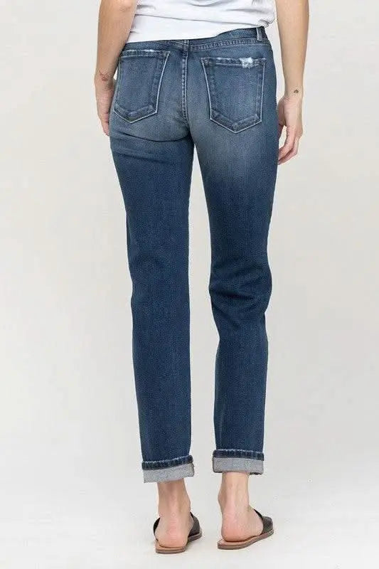 Cuffed Stretch Boyfriend - Sleekdenim.com