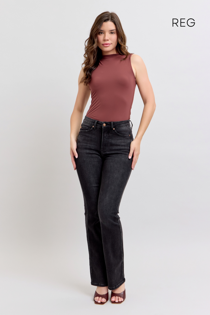 Judy Blue High Waist Tummy Control Black Bootcut Denim Jeans 88787 – Sleekdenim.com.