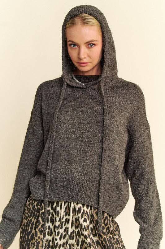 Davi & Dani Drop Shoulder Long Sleeve Hooded Sweater - Sleekdenim.com