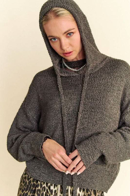 Davi & Dani Drop Shoulder Long Sleeve Hooded Sweater - Sleekdenim.com