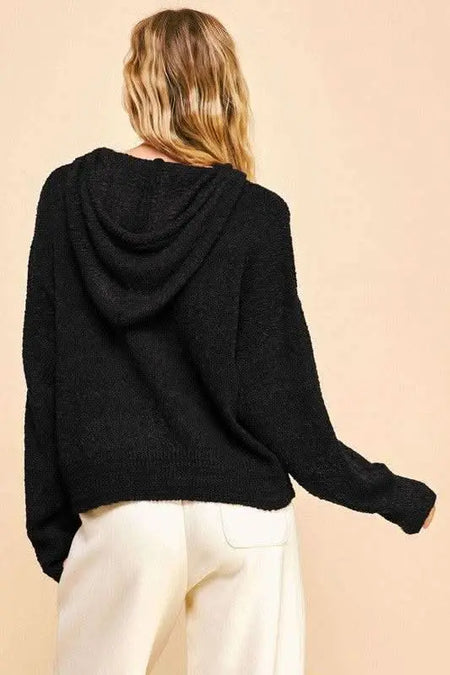 Davi & Dani Drop Shoulder Long Sleeve Hooded Sweater - Sleekdenim.com