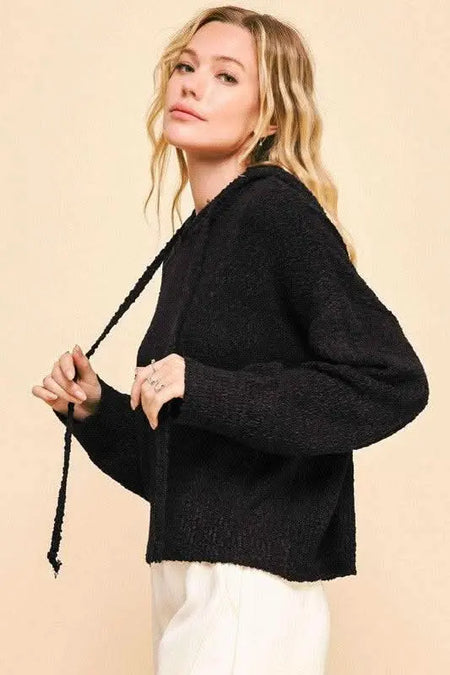 Davi & Dani Drop Shoulder Long Sleeve Hooded Sweater - Sleekdenim.com