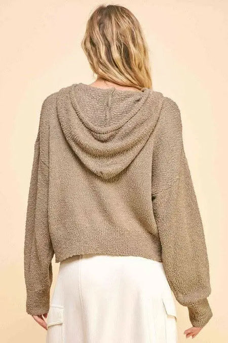 Davi & Dani Drop Shoulder Long Sleeve Hooded Sweater - Sleekdenim.com