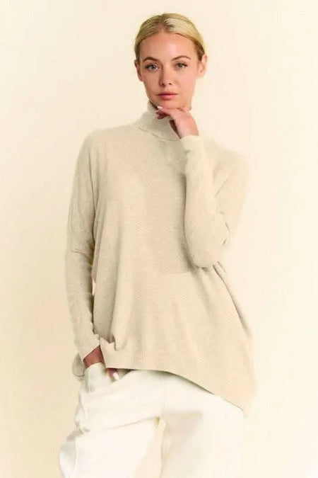 Davi & Dani Turtleneck Long Sleeve Knit Top - Sleekdenim.com