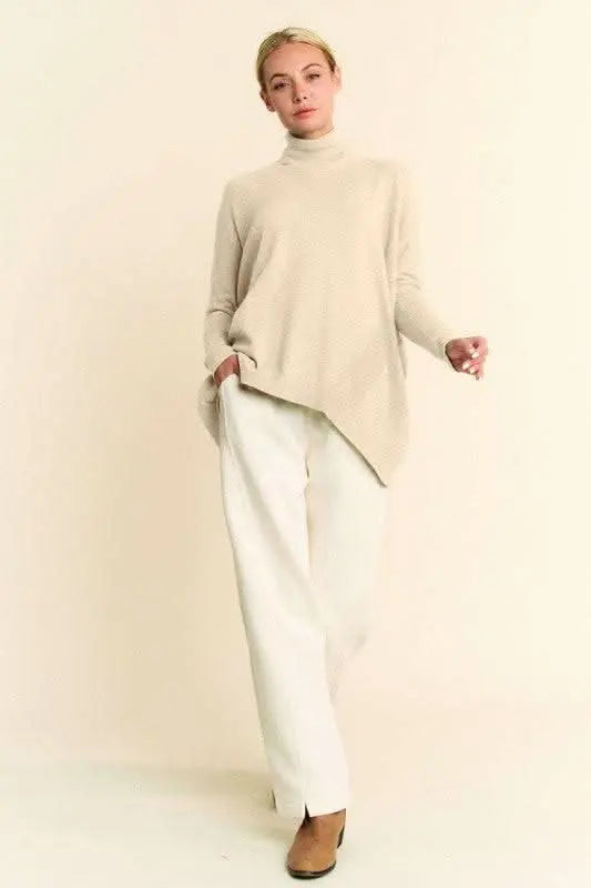 Davi & Dani Turtleneck Long Sleeve Knit Top - Sleekdenim.com