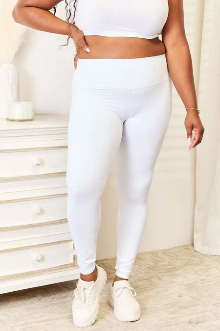 Double Take Wide Waistband Sports Leggings - Sleekdenim.com