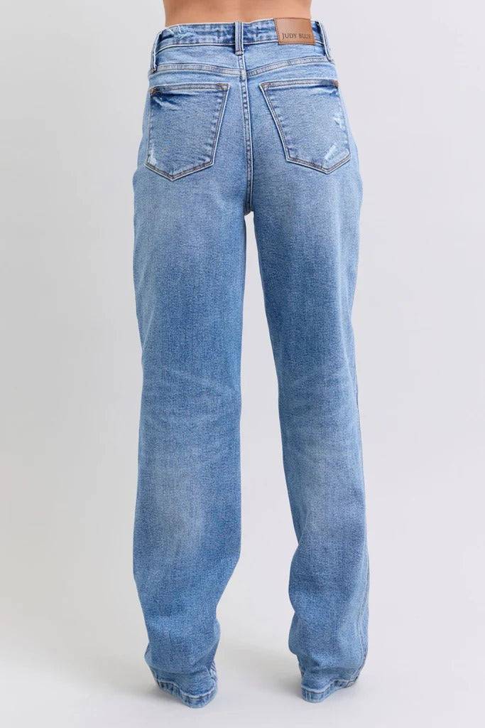 Judy Blue High Waist Rigid Magic Criss-Cross Waistband Dad Jeans 88883 | Sleekdenim.com