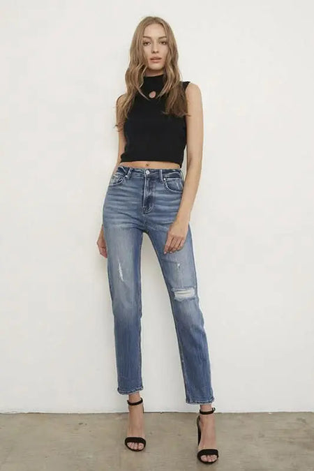 HIGH RISE GIRLFIRNED JEANS - Sleekdenim.com