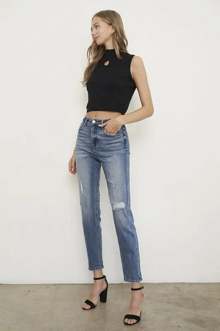 HIGH RISE GIRLFIRNED JEANS - Sleekdenim.com