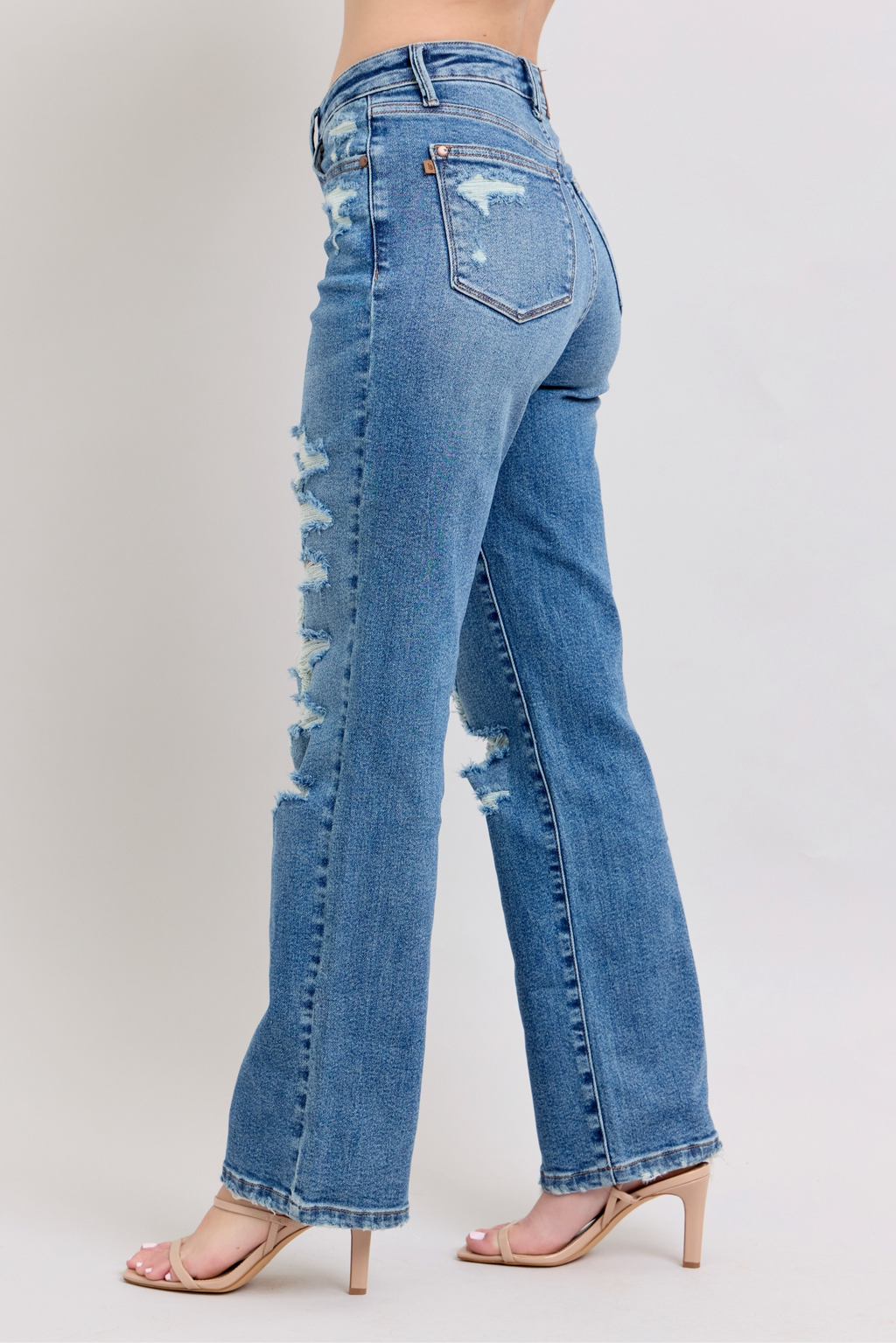 Judy Blue High Waist Heavy Destroy Straight Rise Jeans