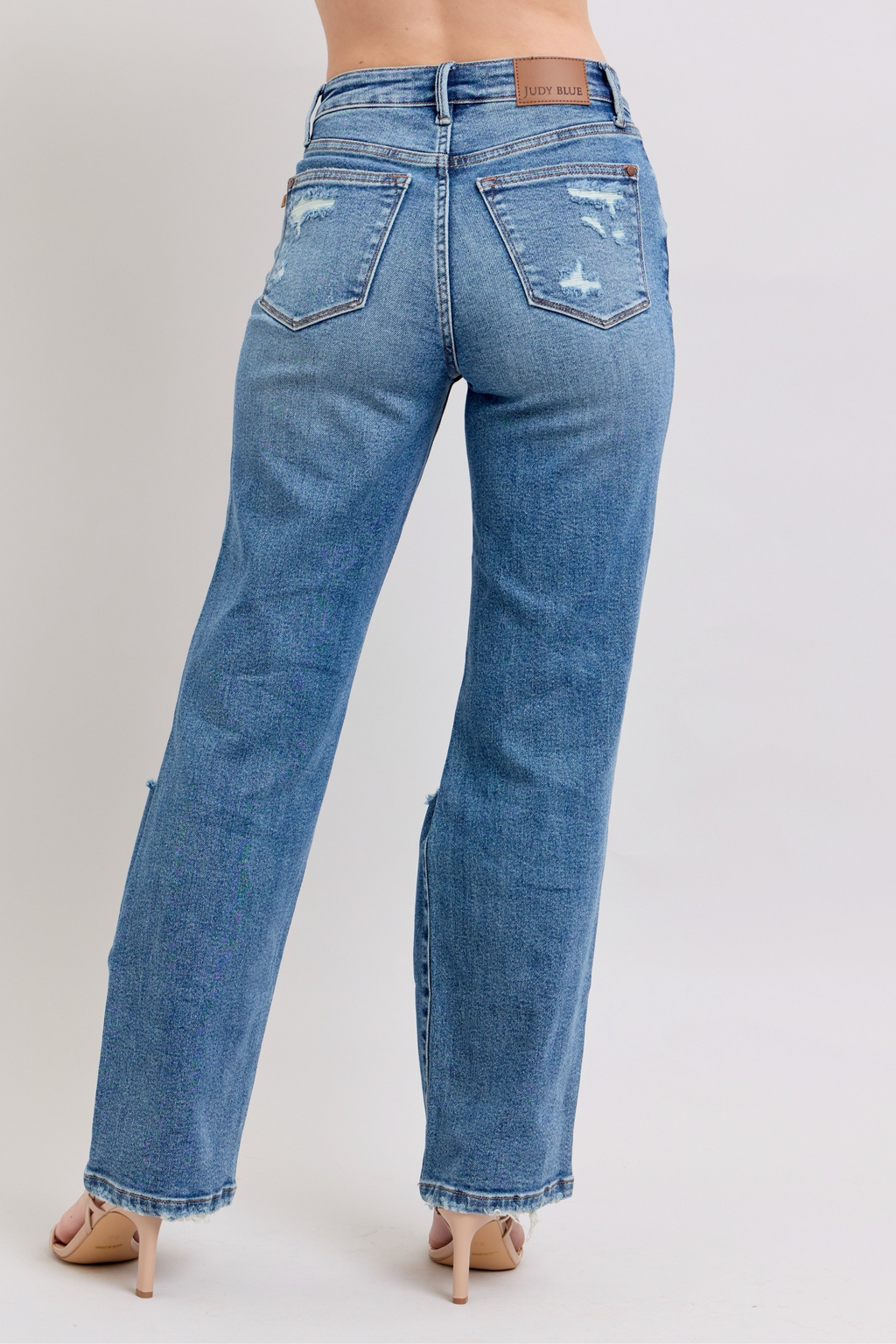 Judy Blue High Waist Heavy Destroy Straight Rise Jeans