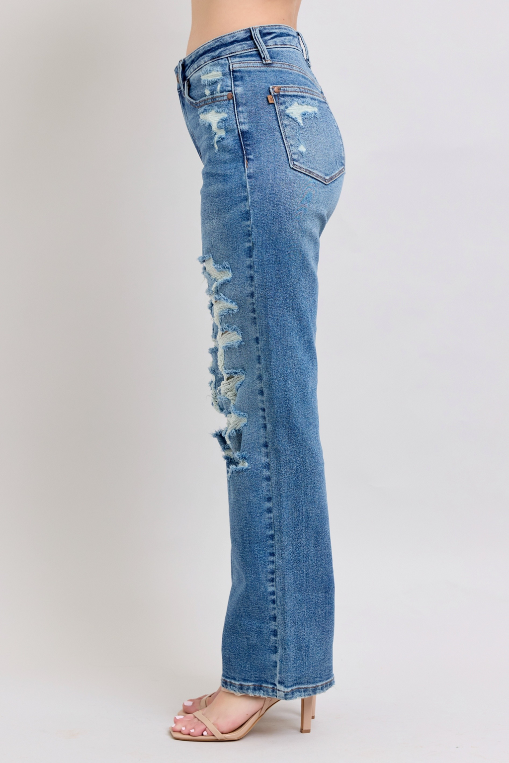 Judy Blue High Waist Heavy Destroy Straight Rise Jeans