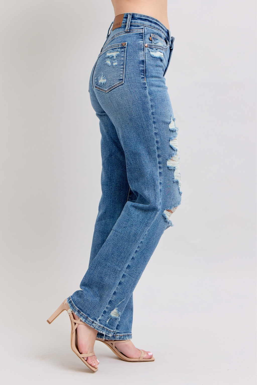 Judy Blue High Waist Heavy Destroy Straight Rise Jeans