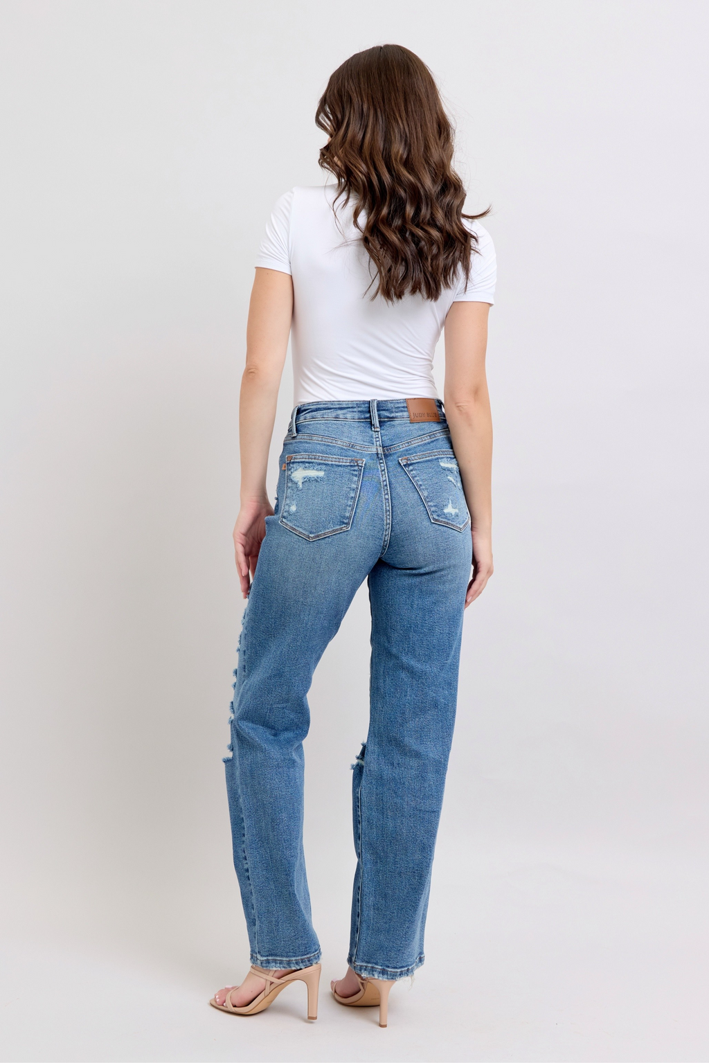 Judy Blue High Waist Heavy Destroy Straight Rise Jeans