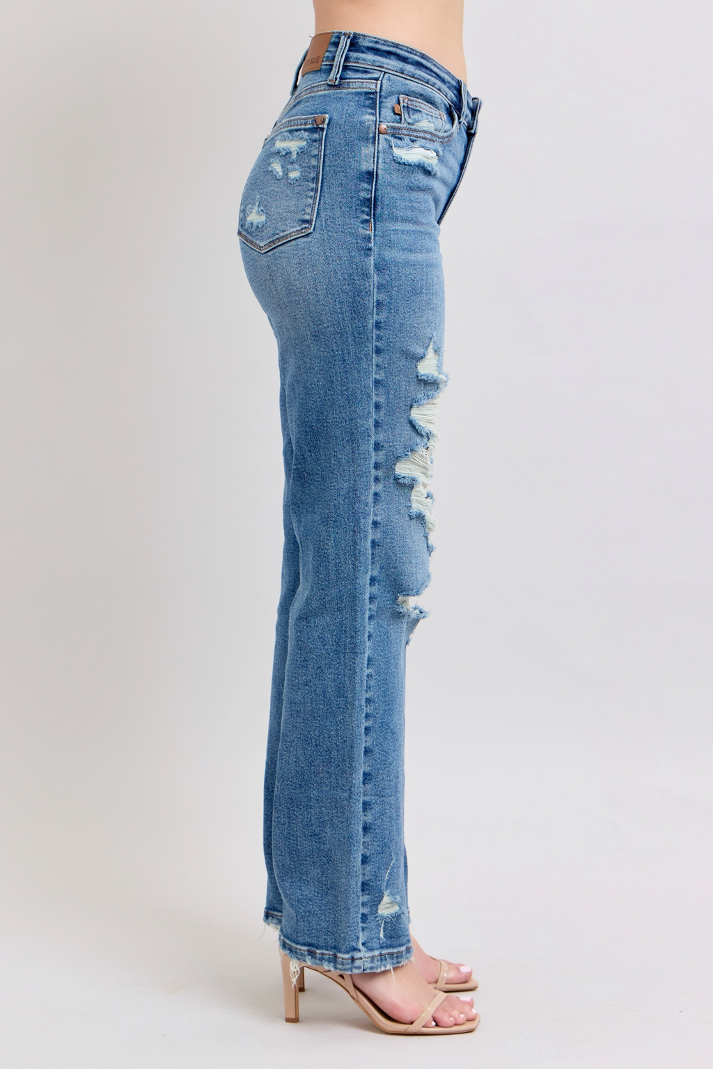 Judy Blue High Waist Heavy Destroy Straight Rise Jeans