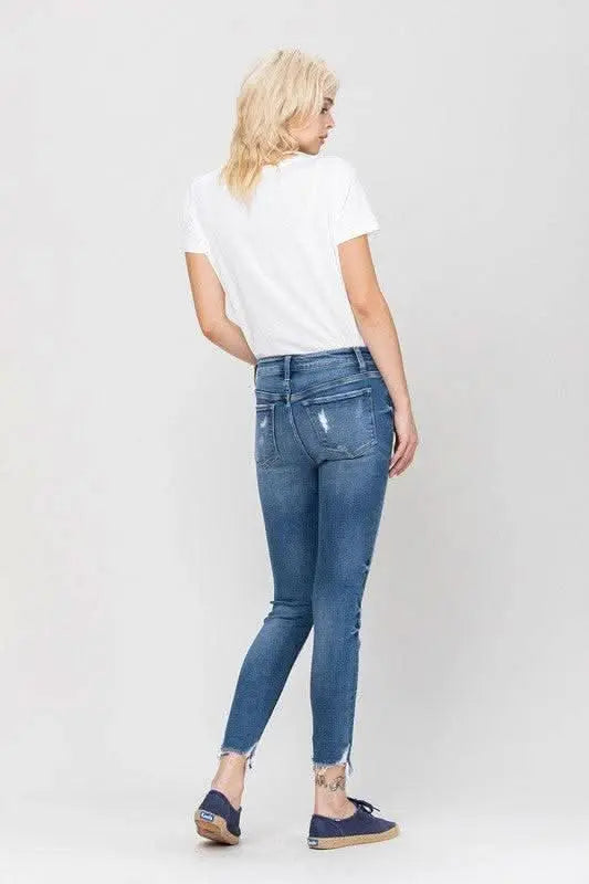 High Rise Ankle Skinny Hem Detail - Sleekdenim.com