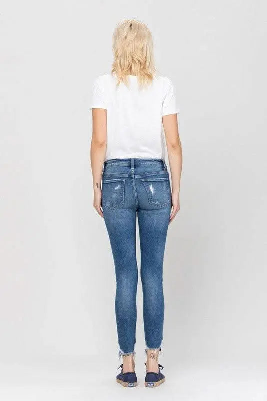 High Rise Ankle Skinny Hem Detail - Sleekdenim.com